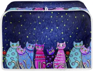 Xoenoiee Colorful Cats Pattern Toaster Cover 2 Slice Small Appliance Covers Organizer Toaster Bag Bread Maker Cover Washable Toaster Oven Cover, S