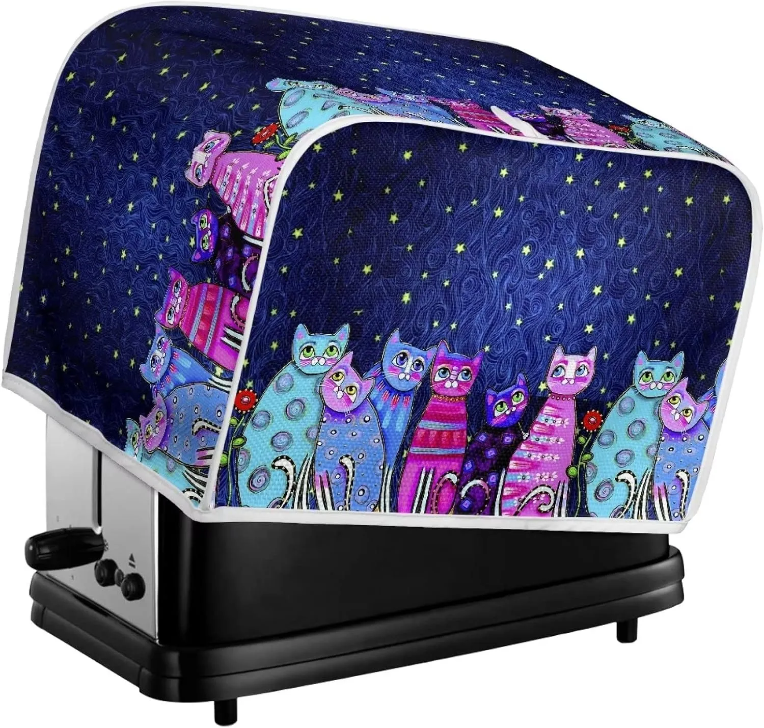 Xoenoiee Colorful Cats Pattern Toaster Cover 2 Slice Small Appliance Covers Organizer Toaster Bag Bread Maker Cover Washable Toaster Oven Cover, S