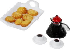 YARNOW 4 Sets Adorable Miniature Food Set Tiny Coffee Cups and Decorative Tray for Mini House Decor Accessory for Dollhouse Safe Material Great for Education and Desktop Ornament