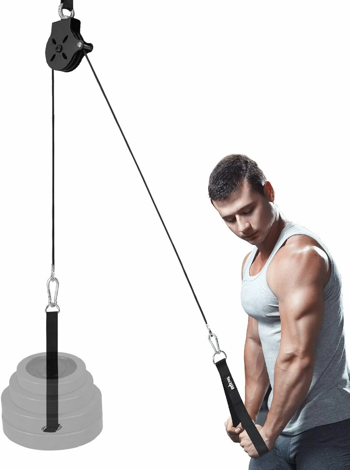 Yes4All Cable Pulley Attachment Single Set – 2-inch Olympic Bars Compatible LAT Pulldown Pulley & Home Gym Pulley