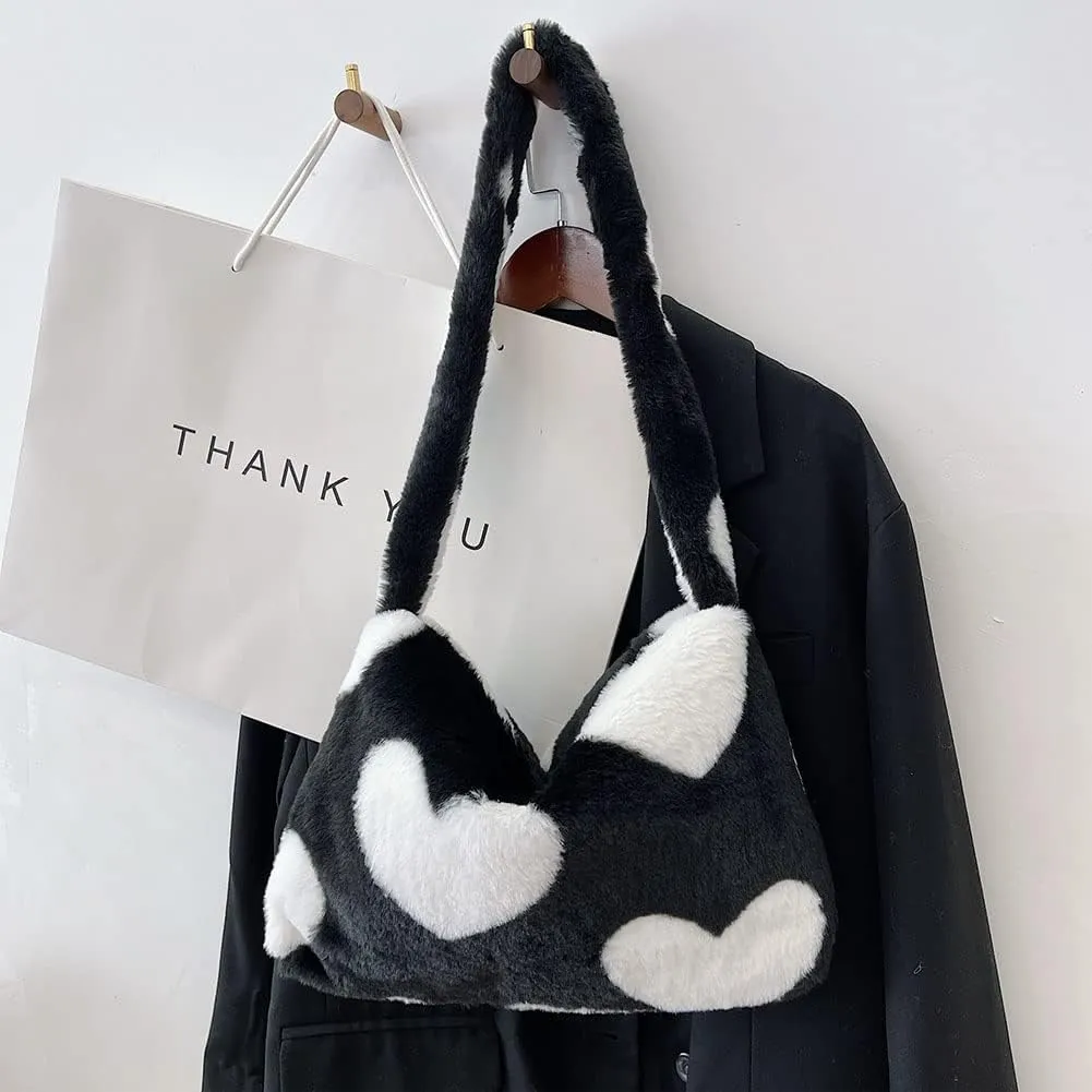 YFGBCX Plush Underarm Bag, Ladies Fluffy Shoulder Bag, Women Y2K Furry Purse Fluffy Tote for Autumn and Winter
