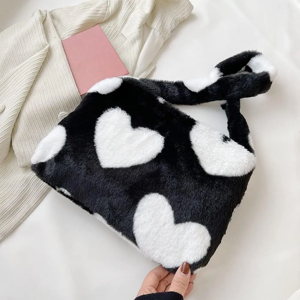 YFGBCX Plush Underarm Bag, Ladies Fluffy Shoulder Bag, Women Y2K Furry Purse Fluffy Tote for Autumn and Winter