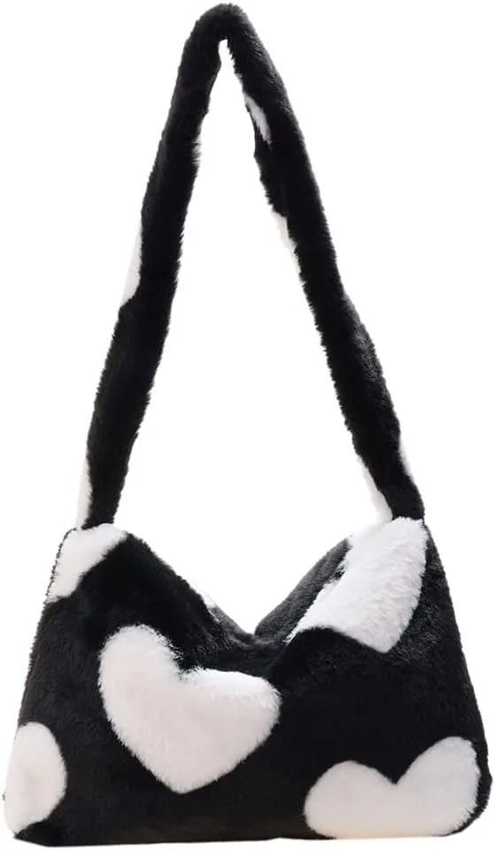 YFGBCX Plush Underarm Bag, Ladies Fluffy Shoulder Bag, Women Y2K Furry Purse Fluffy Tote for Autumn and Winter