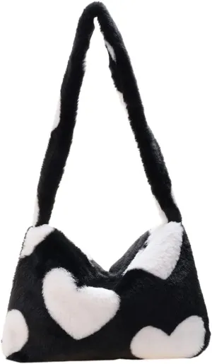 YFGBCX Plush Underarm Bag, Ladies Fluffy Shoulder Bag, Women Y2K Furry Purse Fluffy Tote for Autumn and Winter