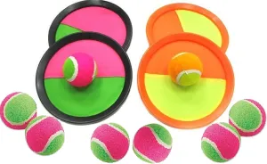 YMCtoys Toss and Catch Ball Game Paddle and Balls Game Set (4 Paddle   8 Ball Set)