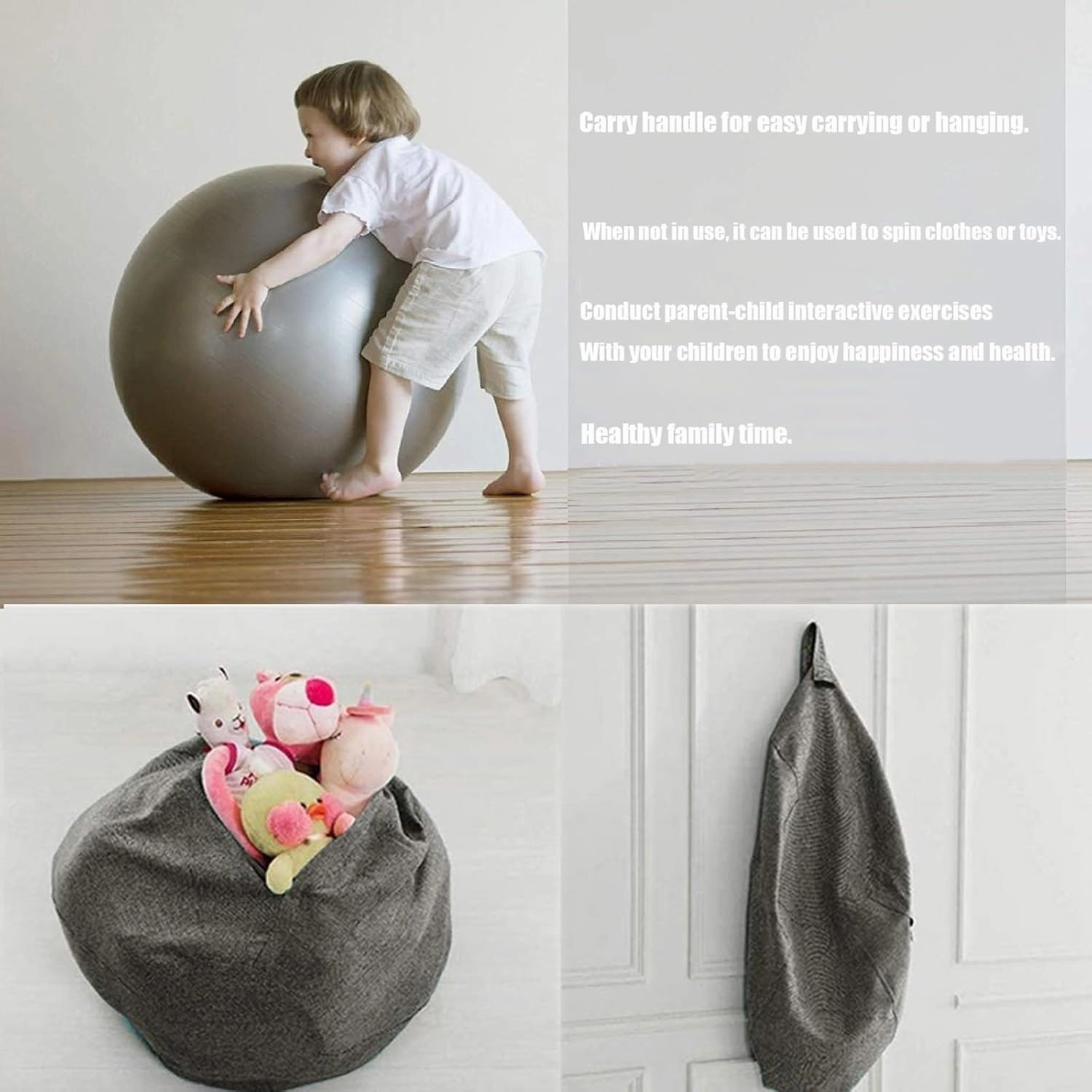 Yoga Ball Cover - Pilates Exercise Yoga Ball Cover, Anti Scratch Exercise Ball Cover with Handle for 55/65/75cm Birthing Ball, Stability Ball, Balance Ball (Without Ball)