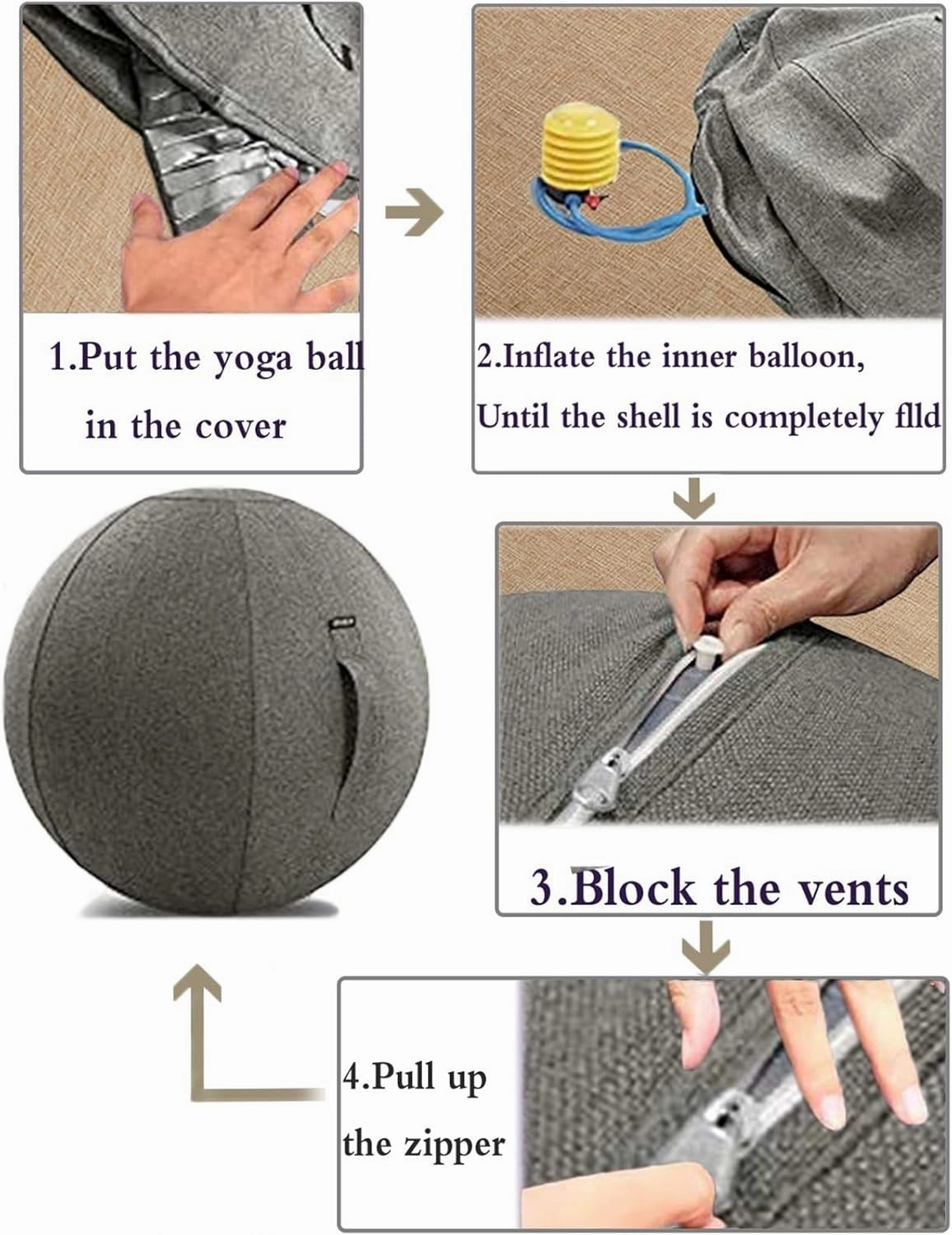 Yoga Ball Cover - Pilates Exercise Yoga Ball Cover, Anti Scratch Exercise Ball Cover with Handle for 55/65/75cm Birthing Ball, Stability Ball, Balance Ball (Without Ball)