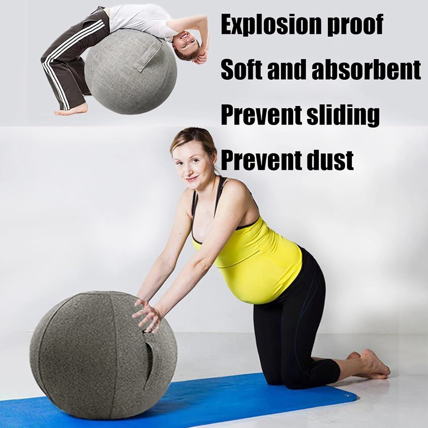 Yoga Ball Cover - Pilates Exercise Yoga Ball Cover, Anti Scratch Exercise Ball Cover with Handle for 55/65/75cm Birthing Ball, Stability Ball, Balance Ball (Without Ball)