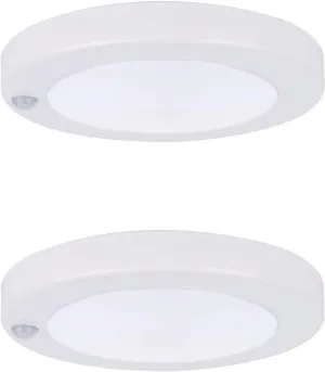YoonLIT Flush Mount PIR Motion Sensor LED Ceiling Light, 6.2 Inch 10.5W 800 Lumen, Motion Activated Ceiling Fixture for Closet, Garage, Doorway, Stairway, Hallway, White Finish 5000K 2-Pack