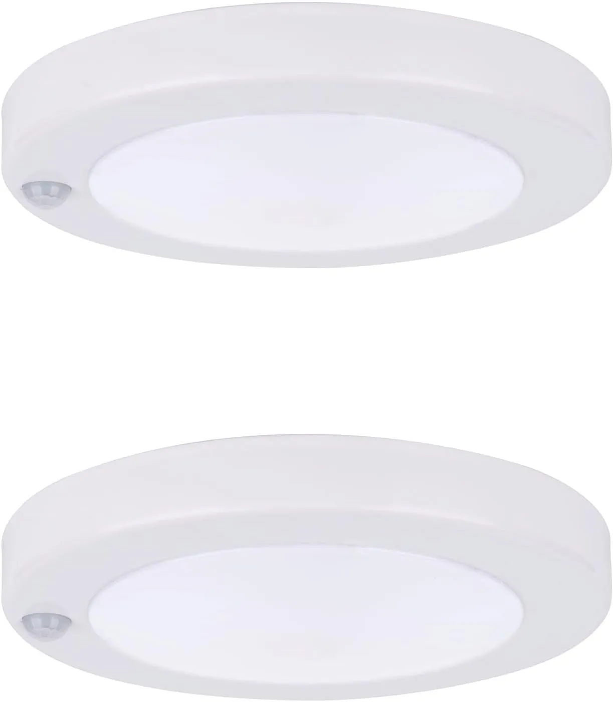YoonLIT Flush Mount PIR Motion Sensor LED Ceiling Light, 6.2 Inch 10.5W 800 Lumen, Motion Activated Ceiling Fixture for Closet, Garage, Doorway, Stairway, Hallway, White Finish 5000K 2-Pack