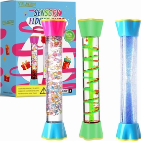YUE MOTION Liquid Motion Bubbler Visual Sensory Toys, Liquid Timer– New Big Calming Sensory Bubbler Toy- Colorful Liquid Hourhlass for Stocking Stuffers, Novelty Gifts (Sensory Tubes - 3 Pack)
