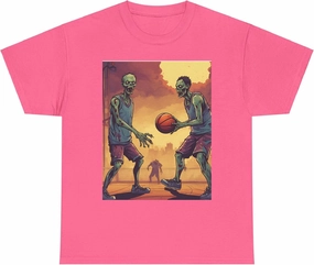 Zombies Playing Basketball Unisex Cotton Shirt – A Slam Dunk in Style!