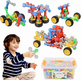 ZOZOPLAY 160 Pcs Building Blocks Set, STEM Toys for Kids 3 , Educational Colorful Plastic Connectors, Engineering Creative Game, Best Preschool Learning Gift for Boys & Girls